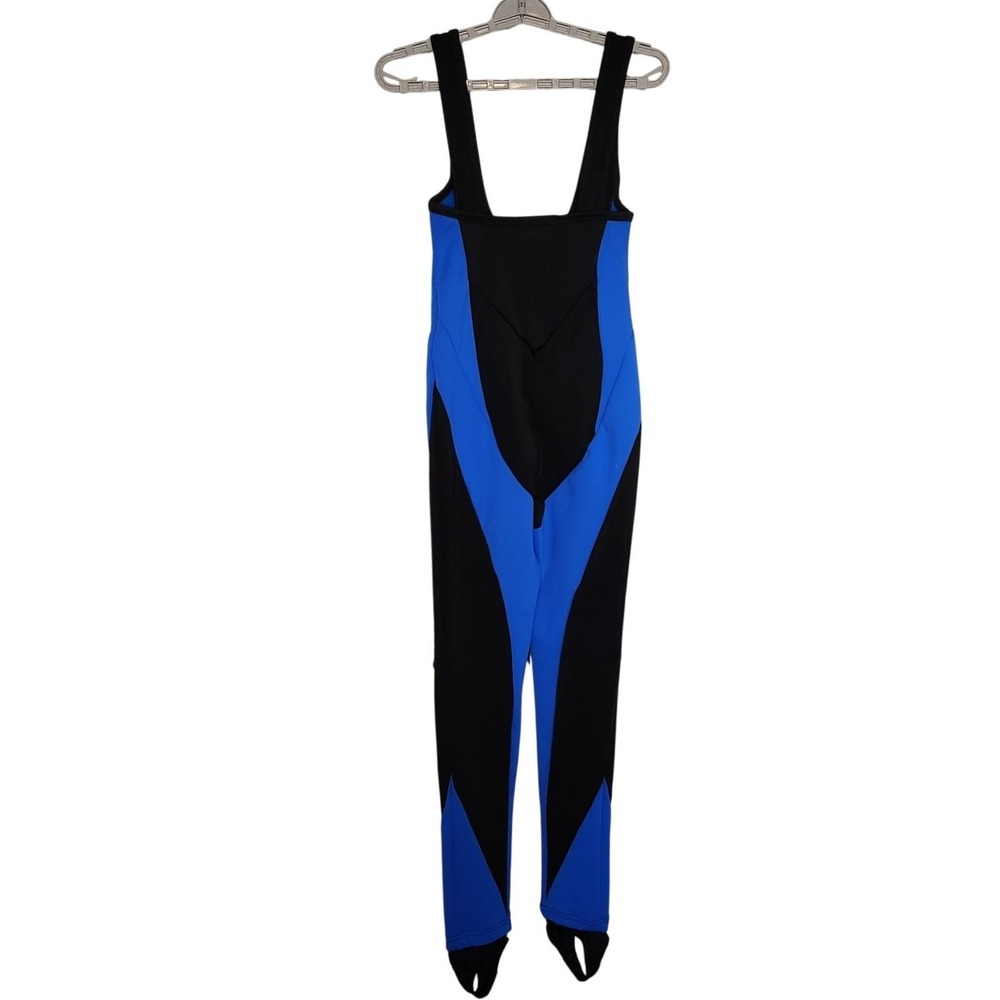 PRETTY LITTLE THING Ski Bib Suit Scuba‎ Womens 2 Blue Black PLT Jumpsuit NEW - Picture 4 of 15
